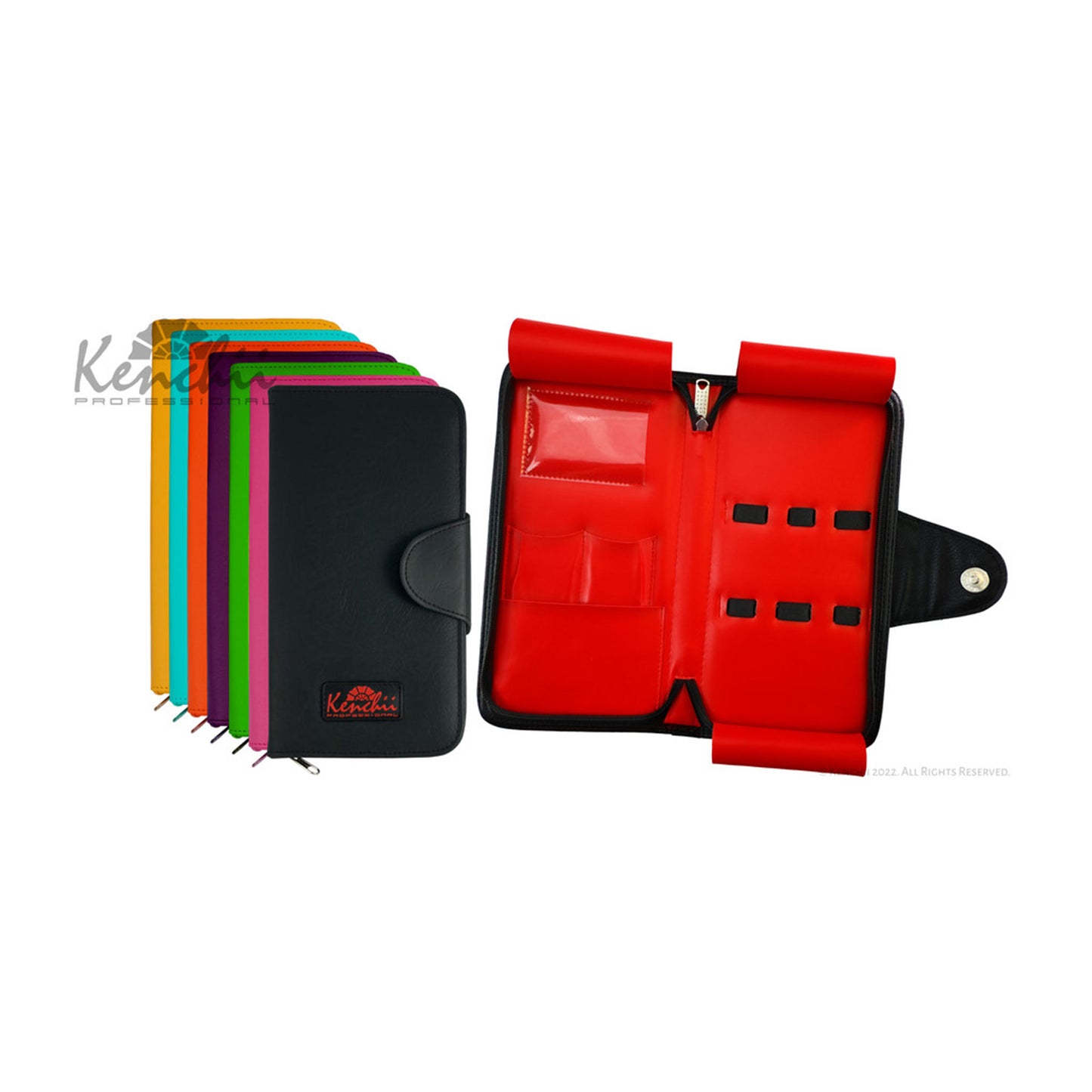 Kenchii Faux Leather 5-shear Zipper Case
