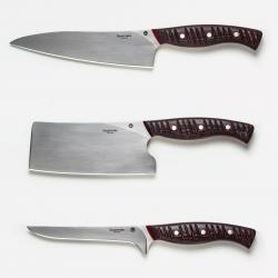 3 sharp knives on a white background